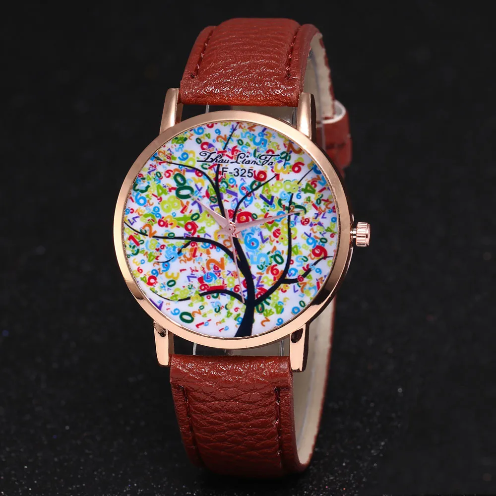 Brown Хит, женские часы, Reloj Mujer, женские креативные часы, модные, Рождественская елка, женское роскошное платье, наручные часы Zegarek Damski& Ff - Цвет: Brown