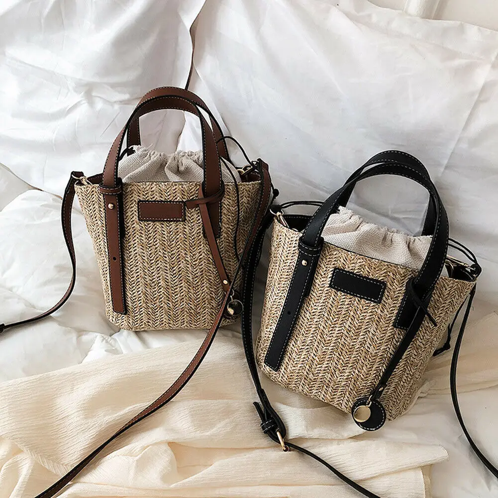 Bags For Women 2pcs Straw Bag Clutch Handwoven Rattan Handbags Knitted Crossbody Tote Bolsos Mujer De Marca Famosa 2019 | Багаж и сумки