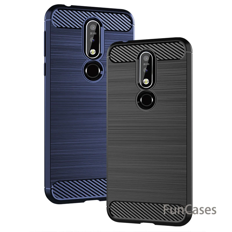 Для Nokia 7 1 чехол Роскошный мягкий армированный ТПУ силиконовый карбоновый для