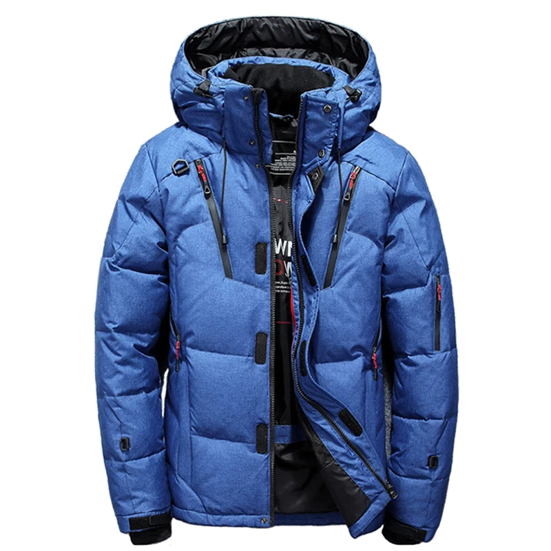 2019 High Quality Winter Warm Thicken Zipper Coats Mens Hooded Parkas Casual Male Slim Multi-Pockets Overcoat Four Color Jackets