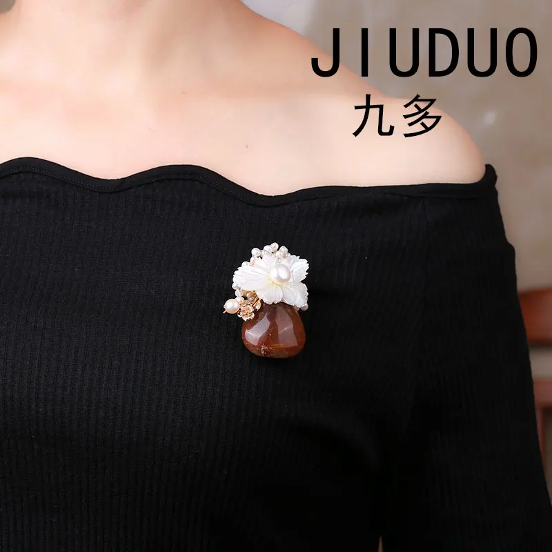 JIUDUO натуральная жемчужная стеклянная Хрустальная булавка модные броши в виде