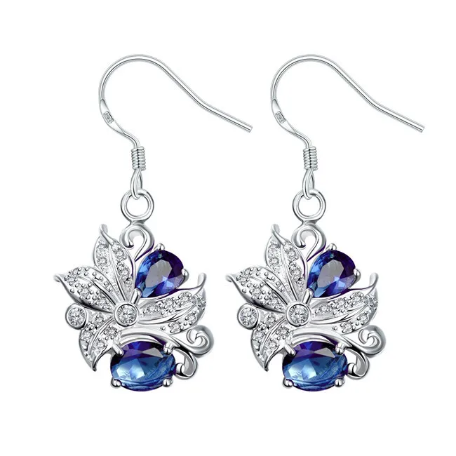 E025 925 Sterling Silver Earrings elegant and stylish flower zircon Europe selling TOP quality engagement gift | Украшения и
