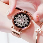 Женские наручные часы Стразы с цветами, женские часы со звездным небом, Роскошные Кварцевые часы из нержавеющей стали цвета розового золота, женские часы