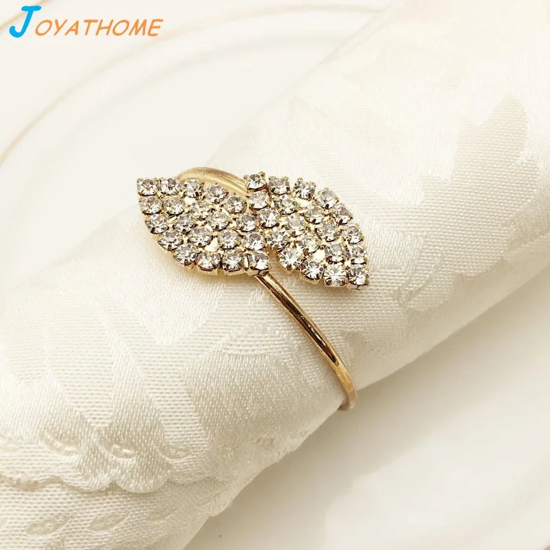 Joyathome Изысканный High End форма серебряного листа кольца для салфеток металлическая