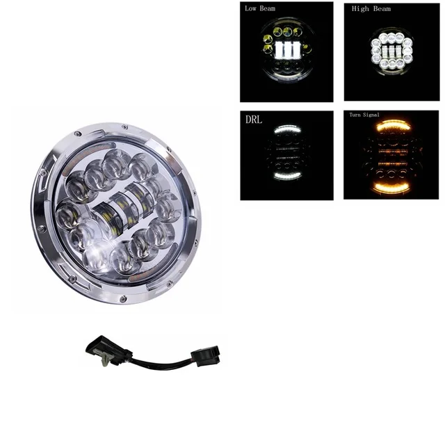 90W Headlight chrome " хром для Harley moto светодиодный фонарь 7 дюймов корпус Крепление черный moto rcycle moto светодиодный фонарь с угловыми глазами для Harley - Цвет: 90W Headlight chrome