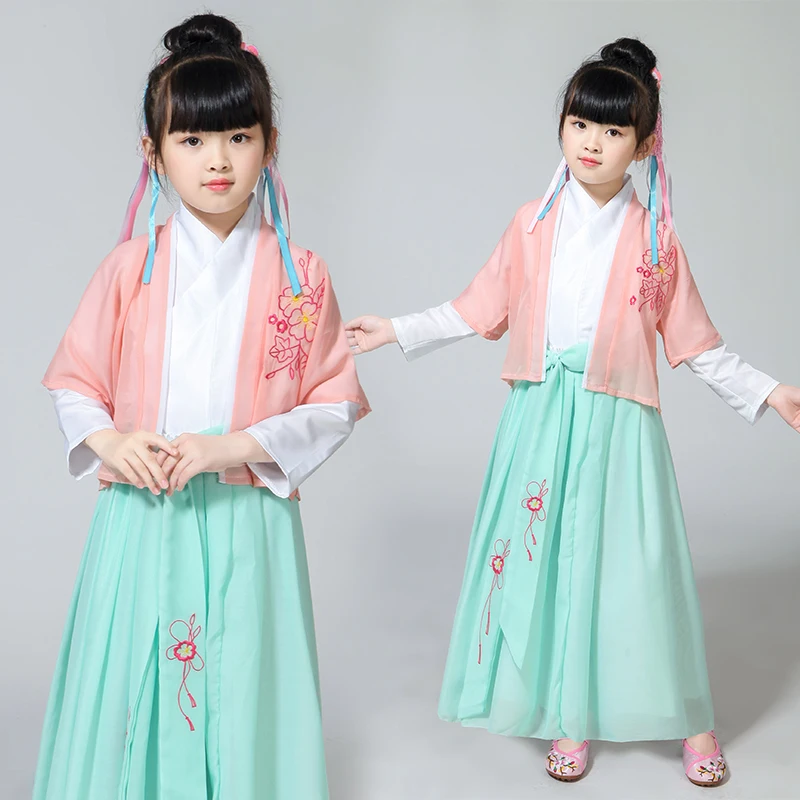 

Girls Chinese Princess Costume Traditional Dance Costumes Kids Folk Ancient Hanfu Tang Dynasty Dresses Stage Costume for Girls