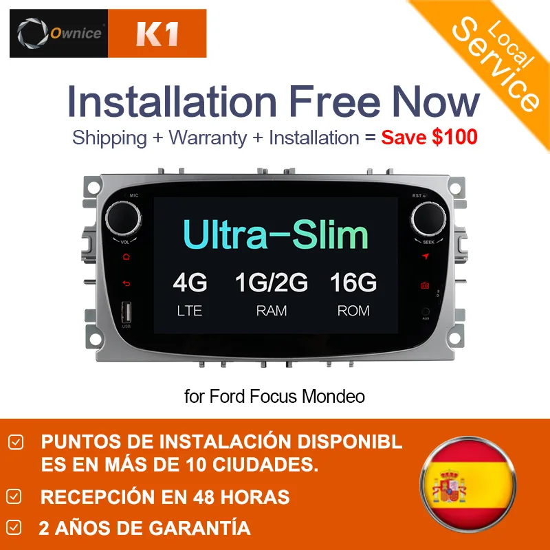 Ownice K1 Android 8.1 Car Player Auto 2 Din radio GPS Navi for Ford Focus Mondeo Kuga C-MAX S-MAX Galaxy Audio Stereo Head Unit |