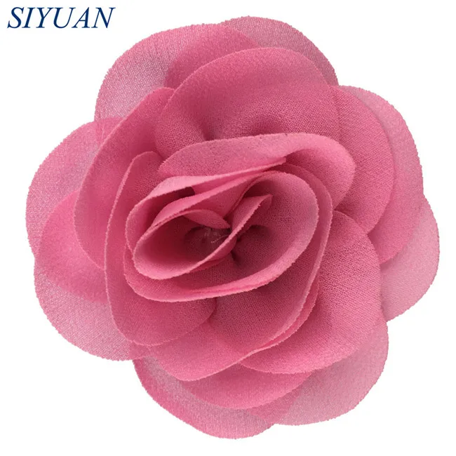 3-m pink 10 шт./лот, 6 см, гофрированный Шифоновый Цветок, заколки для волос "сделай сам", аксессуар, свадебное украшение, повязка на голову с цветами, аксессуары TH256 - Цвет: 3-m pink