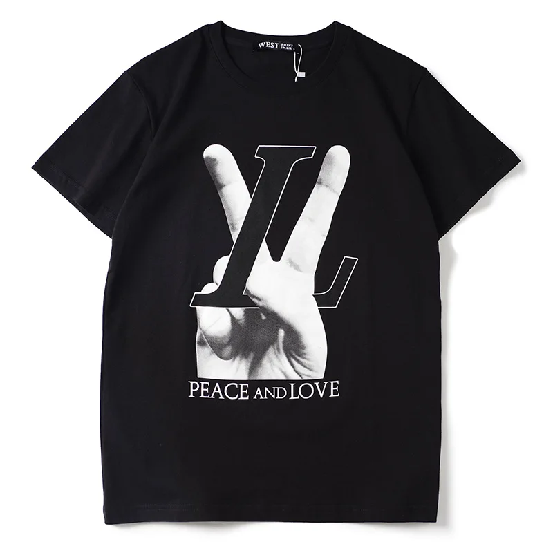Новинка, мужские футболки Peace and Love V Finger, футболка в стиле хип-хоп, скейтборд, уличные хлопковые футболки, футболка Kenye#011