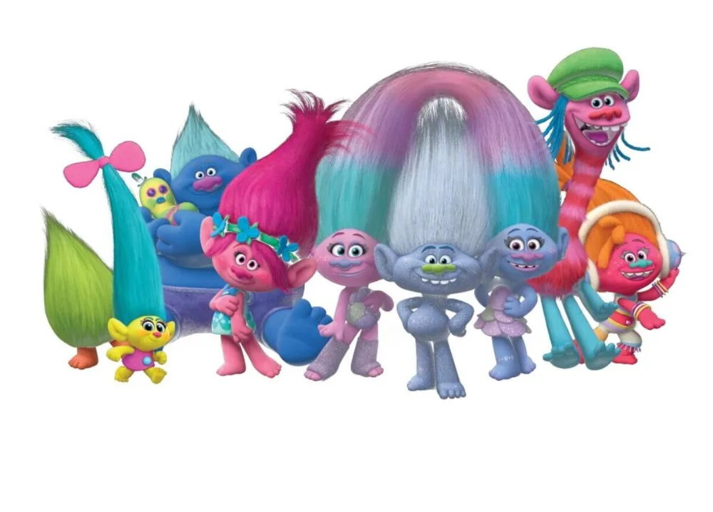 7x5FT тролли группа Танец День рождения белая стена Poppy филиал пользовательские