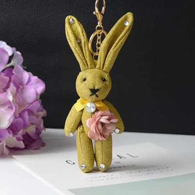 Felyskep стиль пушистый брелок мини брелок для ключей кролик брелок с тканевой подвеской для женщин сумка Шарм Подвеска автомобиля брелок 268WA - Цвет: yellow