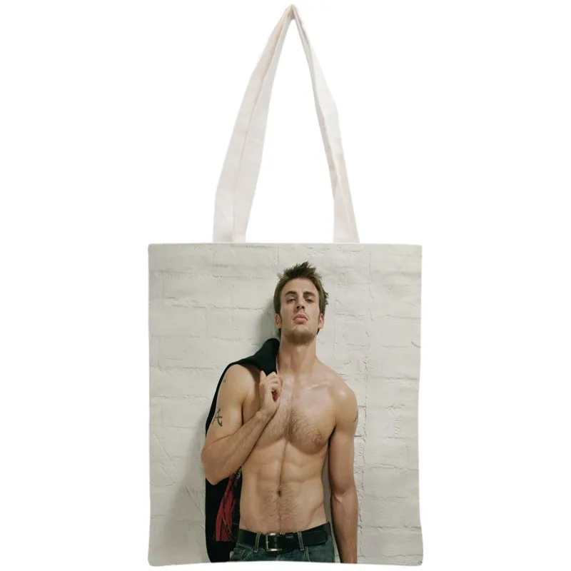 Custom Chris Evans Tote Bag Reusable Handbag Women Shoulder Foldable Cotton Canvas Shopping Bags | Багаж и сумки