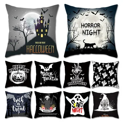 

ZENGIA Halloween Ghost Pillow Case Decorative Throw Pillows Case Sugar skull Halloween Cushions Cover Home Polyester Pillowcase