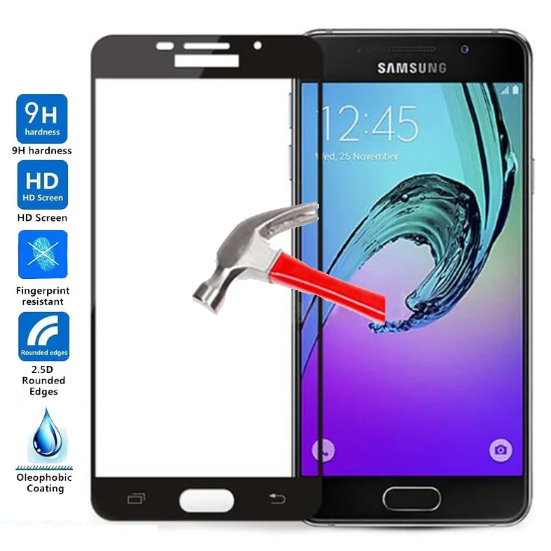Полное покрытие стеклянная пленка для Samsung Galaxy A3 2016 стекло 2.5D Премиум Закаленное