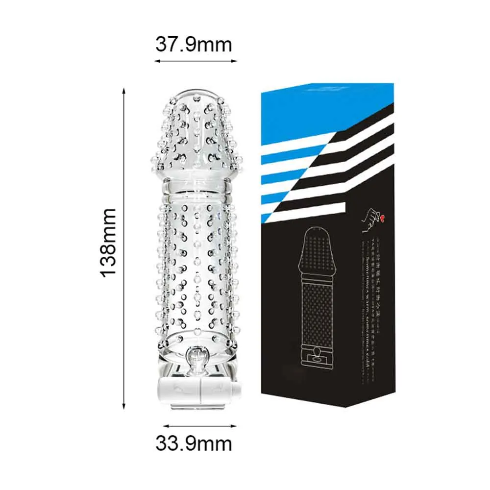 Silicone Condoms crystal Big Particle 3D Dotted Vibrating Enlargement Penis stimulate G-Spot Reusable Sleeve | Красота и здоровье