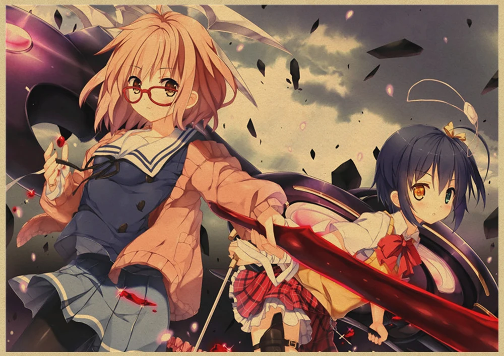 Kyokai no kanata Мирай Курияма Наклейка на стену плакат из крафт-бумаги наклейки японский домашний декор крафт-бумага наклейки на стену