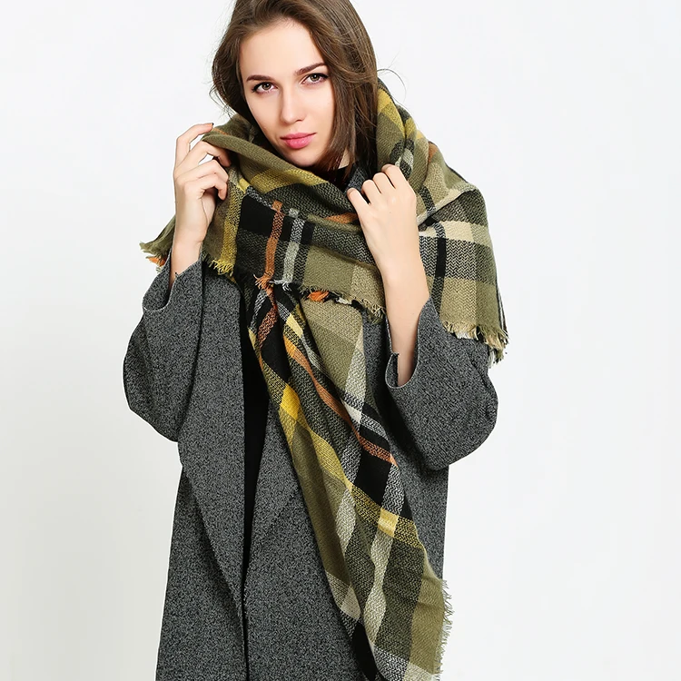 16 Colors plaid Scarves Winter Fashion Woman's Warm Cashmere Shawl Wrapped Blankets Square Scarf For women 180x65cm | Аксессуары для