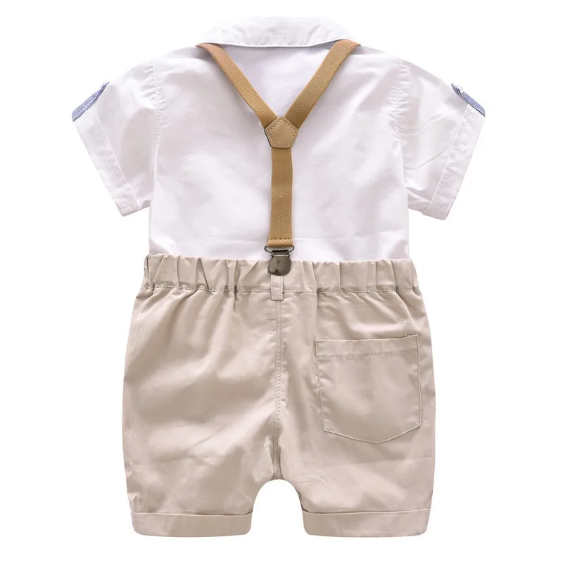 

Baby Boys Summer Gentleman Bowtie Short Sleeve Shirt+Suspenders Shorts Sets children clothing set kids clothes