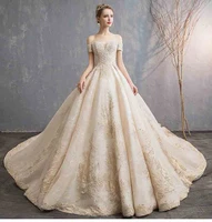 custom deluxe champagne evening formal dress red carpet bridal wedding party trailing dress ball gown for lady plus size 5xl