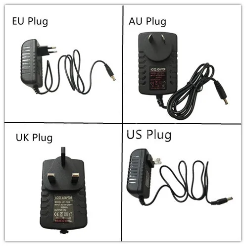 EU/US/UK/AU Plug Adapter AC 100-240V To DC 12V 2A 2000mA Power Supply 5.5mm x 2.1mm For 3528 5050 5630 Strip LED | Обустройство дома
