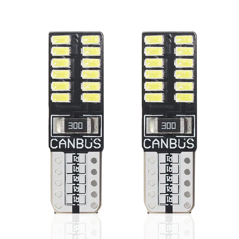 Фото 2 шт. без полярности Canbus T10 лампы с 4014 SMD 24 Светодиодная внутренняя подсветка 194 168 W5W