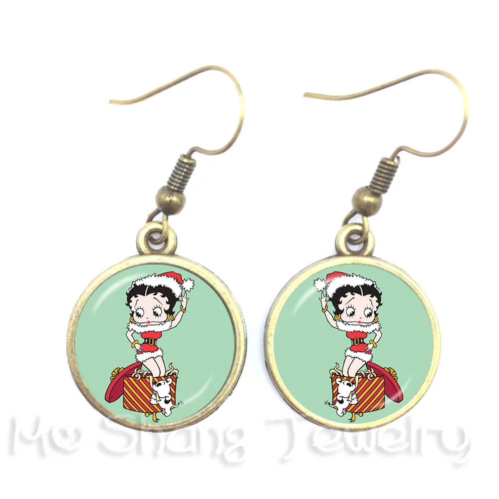Классические модные серьги Betty Boop с узором 16 мм очаровательные Подвесные