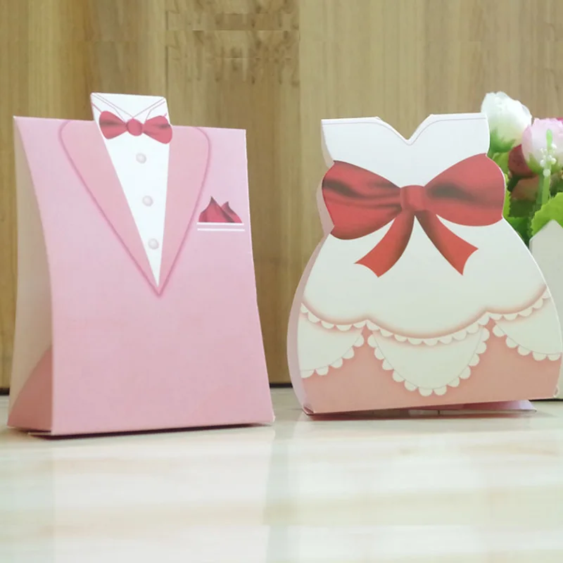 Хит! 100 шт./лот коробка для свадебных конфет креативное платье костюмов милая
