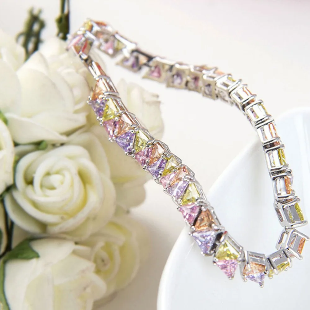 Luoteemi новая распродажа jewelry браслет Треугольники многоцветный AAA CZ высокое
