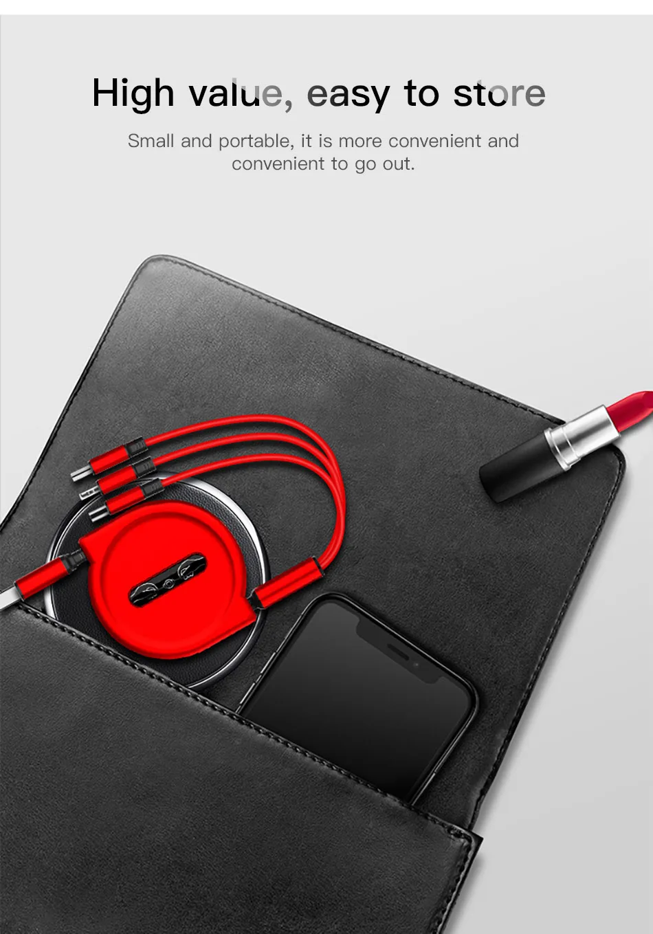 ACCEZZ 120 см 3 в 1 Выдвижной кабель освещения Micro usb type C для iPhone X 8 samsung S8 S9 huawei P9 портативные кабели для зарядки