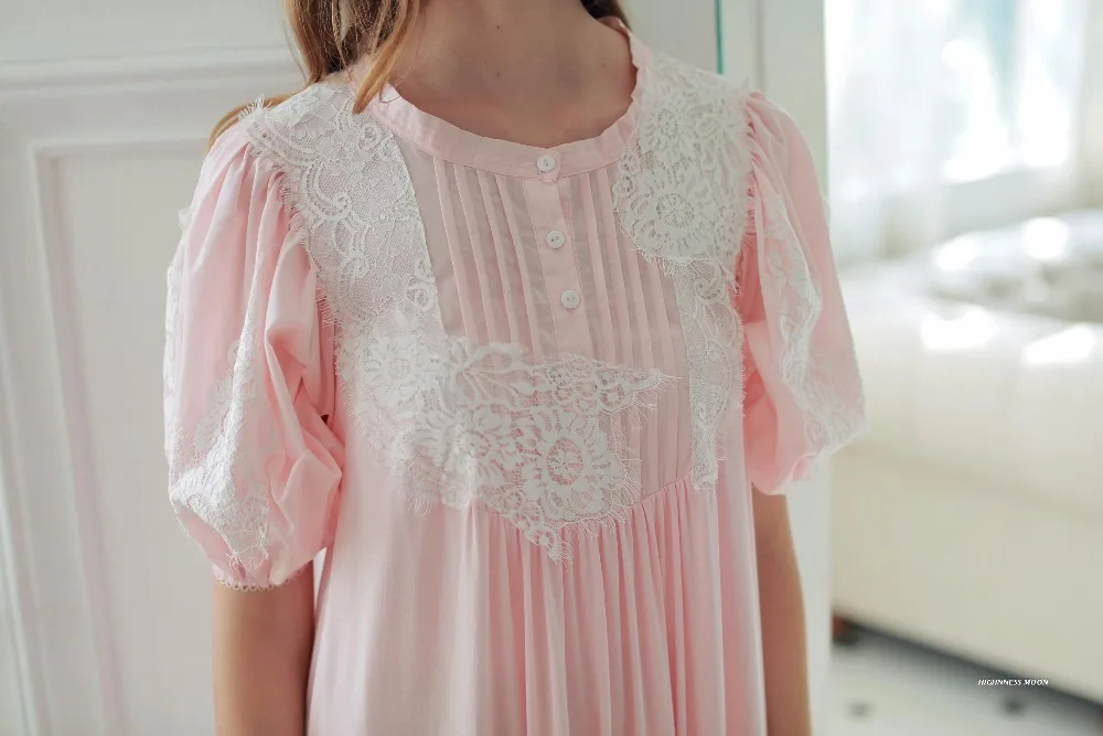 Бесплатная доставка Новинка лета 2016 Женская белая длинная ночная рубашка в стиле