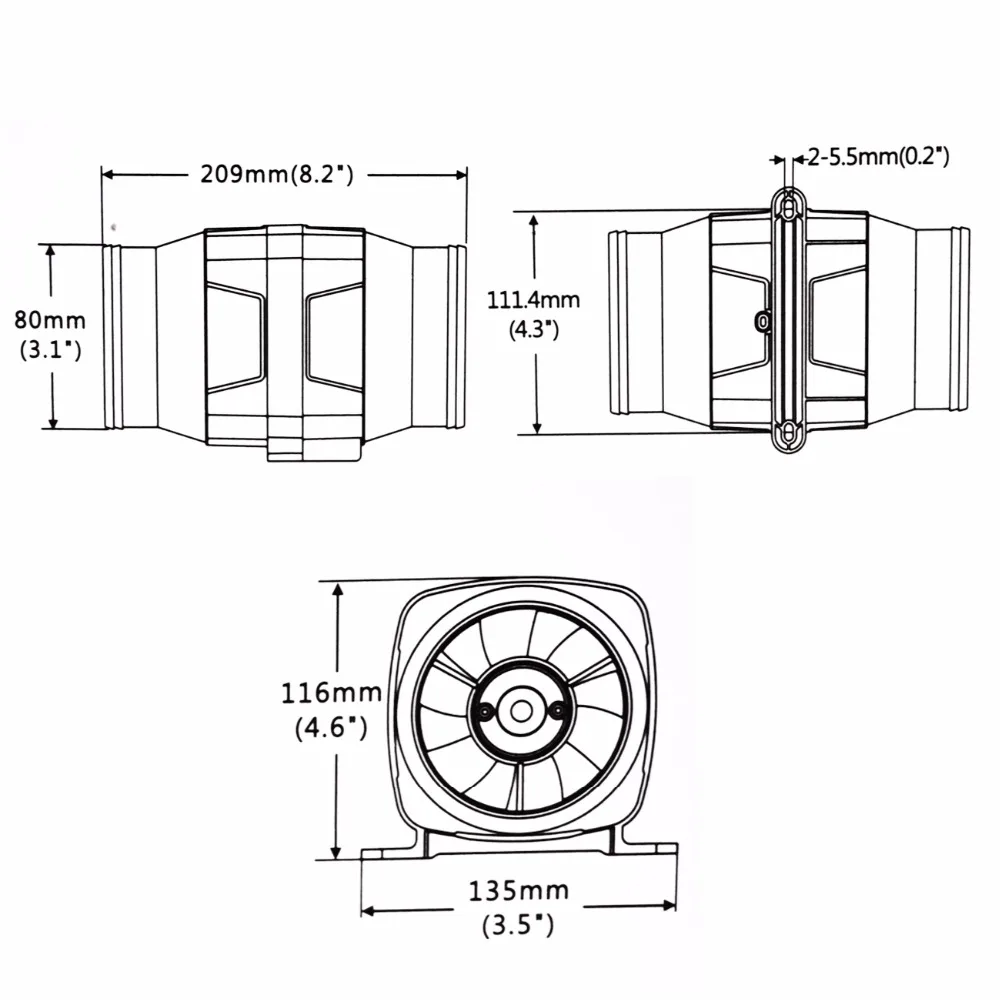ECO DC вентилятор 3 &quotв линии морской Трюмный воздушный 12V 2.5Amp 130 CFM Тихая лодка белый