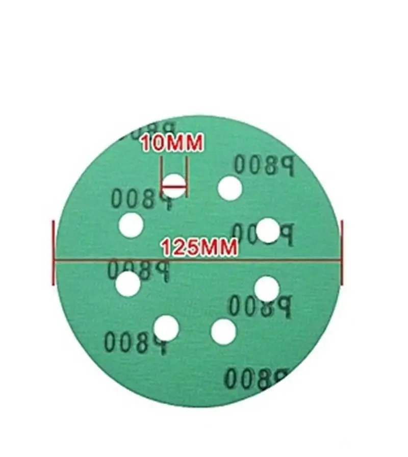 MAXMAN 10Pcs Sandpaper 5Inches 8Hole Sanding Disc 60-2000 Grits Green Film Disk Flocking Water Sand Dry/Wet Grinding | Инструменты