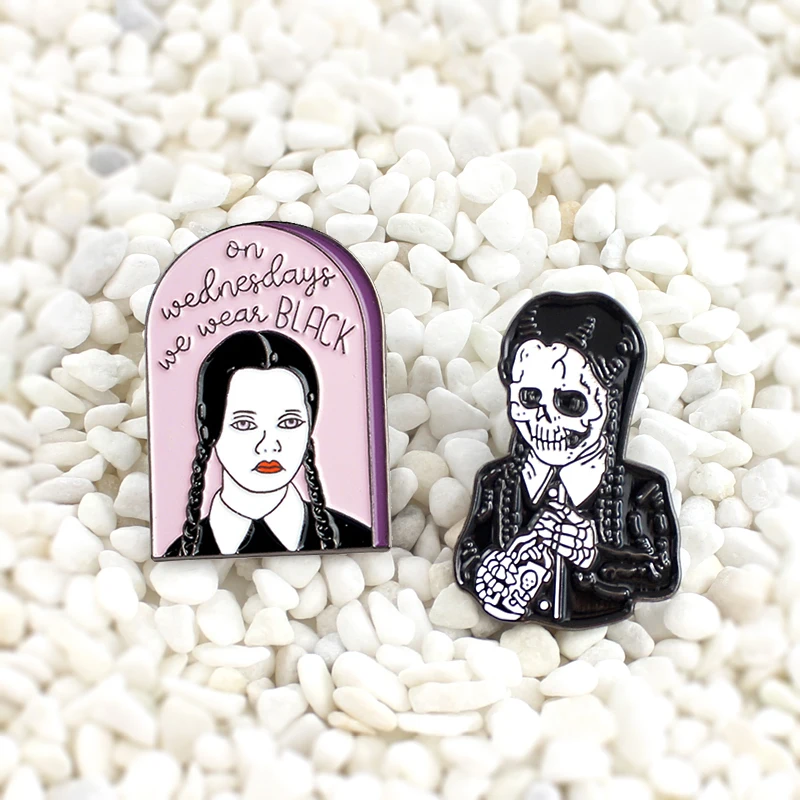 Забавный жуткий панк-стиль Adams семья среда Темный злой девушка Скелет Жесткий