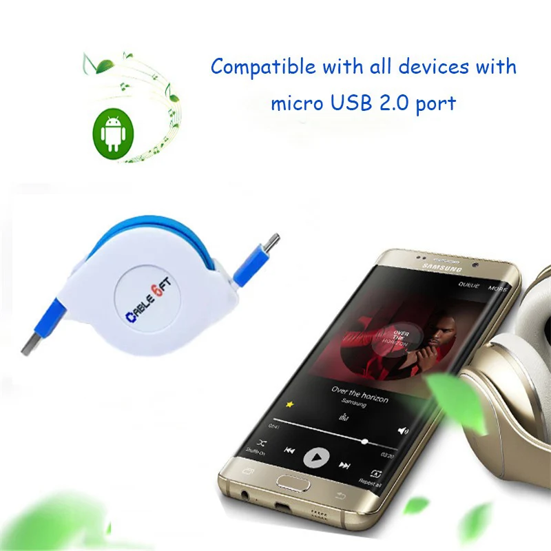 1 м/2 м/3 м выдвижной кабель Micro USB для Samsung Galaxy J3/J5/J7/A3/A5/A7 2016 S7/S6/Edge Note 5 EU настенный