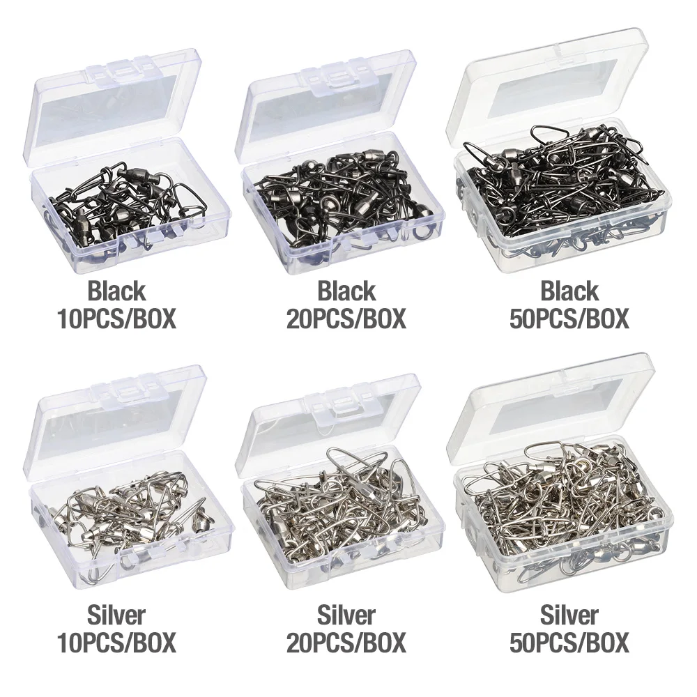

DONQL 10/20/50pcs Strong Ball Bearing Fishing Swivels Connector Interlock Snap 0#-6# Rolling Swivel Pin Link Fishing Accessories