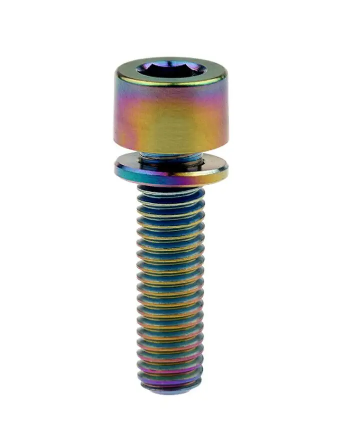 M5X18mm Rainbow M5X18mm M5X20mm винты болты Ti Титан с шайбой для велосипеда части руля велосипеда - Цвет: M5X18mm Rainbow