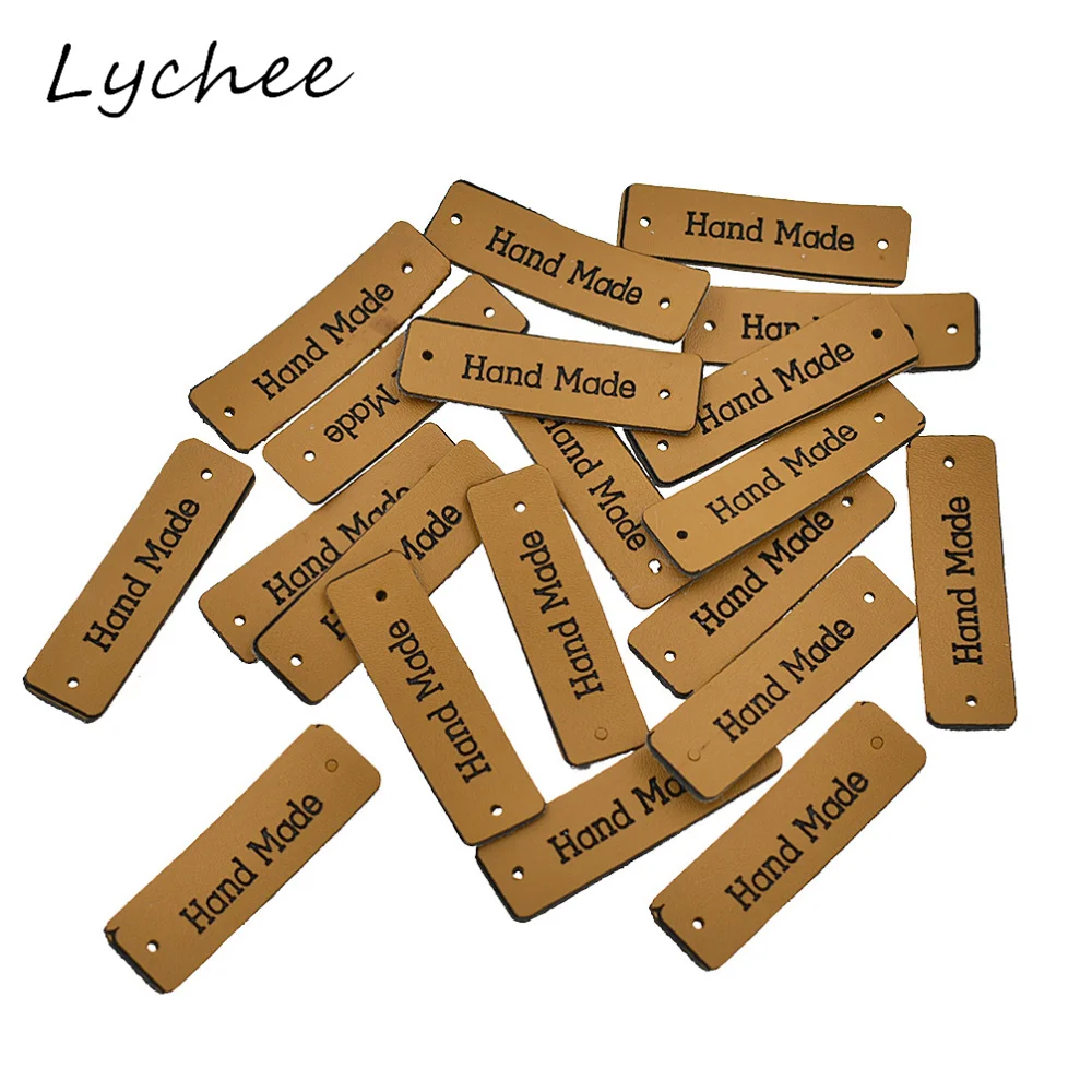 Lychee 20 шт Классические два отверстия искусственная кожа этикетка ручной работы