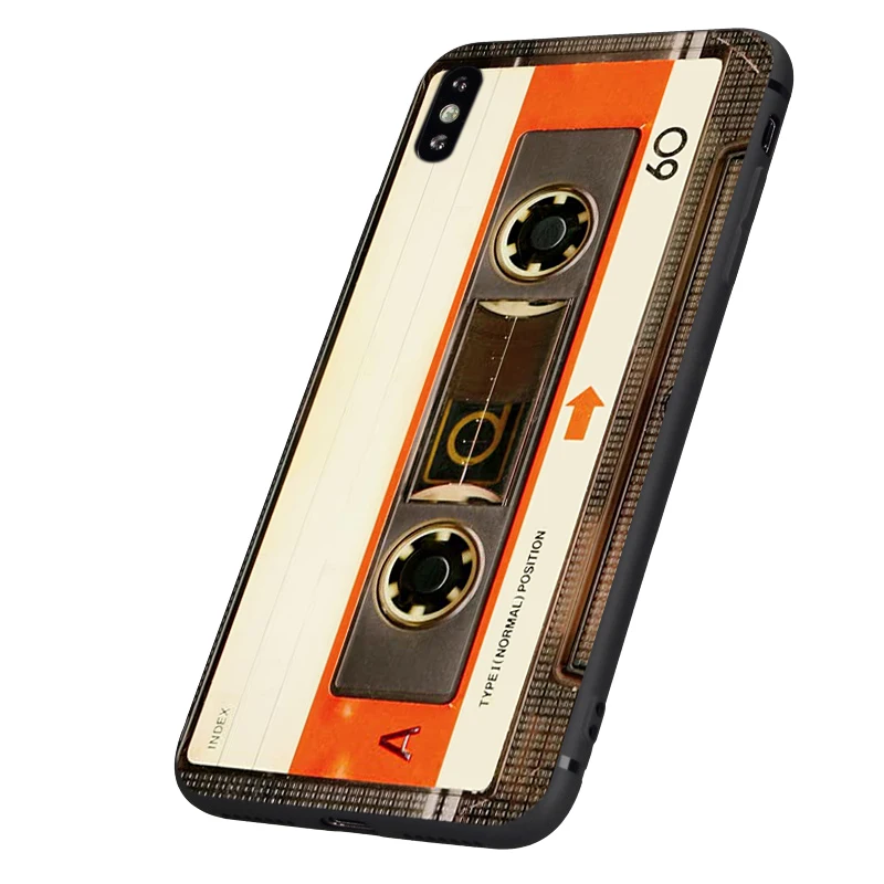 Черный чехол ТПУ для iphone 5 5s se 6 6s 7 8 plus x 10 чехол силиконовый чехол для iphone XR XS MAX чехол Ретро Классический кассета
