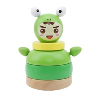 cartoon wooden educational block toys tumbler doll roly poly mobile toy for baby newborns kids gift stacking game