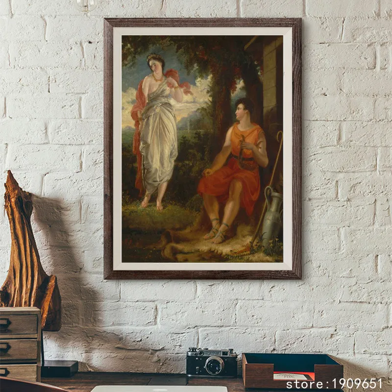 Хлопковая Классическая религиозная фигурка без рамки пейзаж с ангелами холст