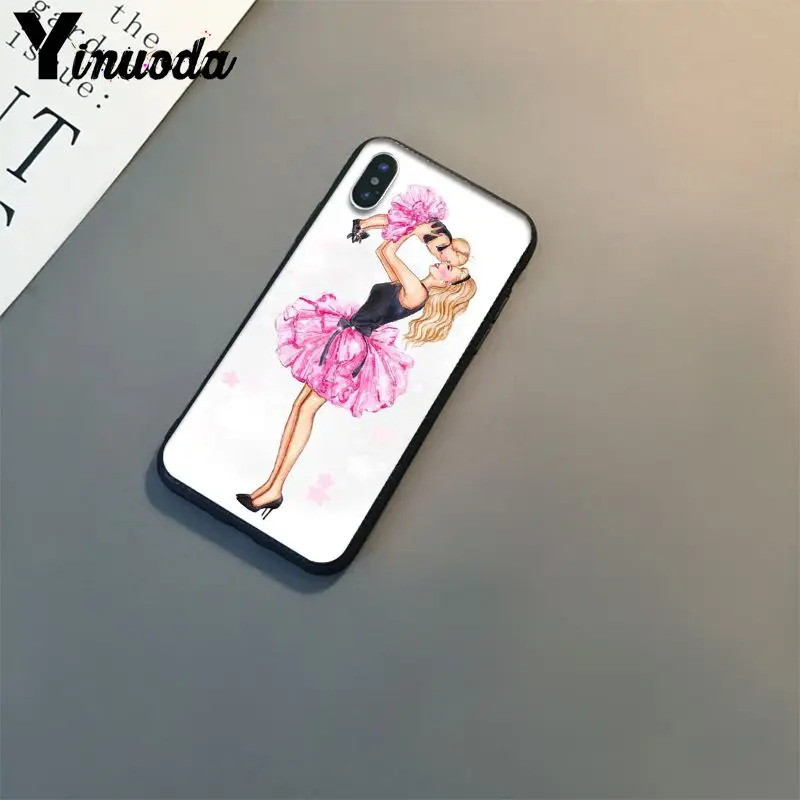 Yinuoda Модный чехол для телефона с коричневыми волосами мамы и дочки iPhone X XS MAX 6 6S 7