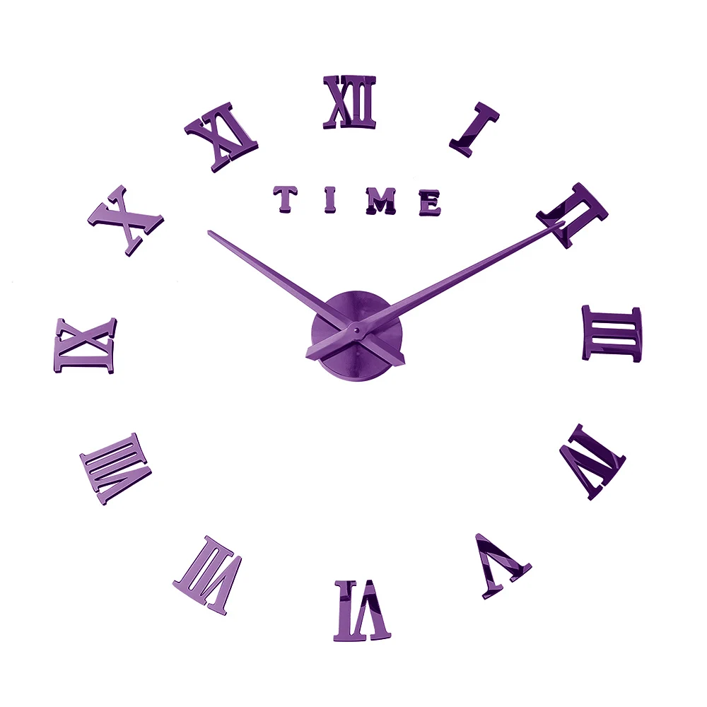 Wall Clock Purple Современный дизайн кварцевые часы модные часы зеркальные наклейки diy Декор для гостиной Новое поступление 3d настоящие большие настенные часы - Цвет: Wall Clock Purple