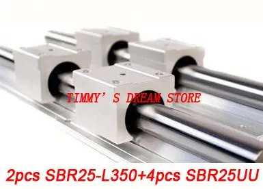 

Free Shipping 2pcs SBR25-350mm Linear Bearing Rails + 4pcs SBR25UU Bearing Locks CNC X Y Z