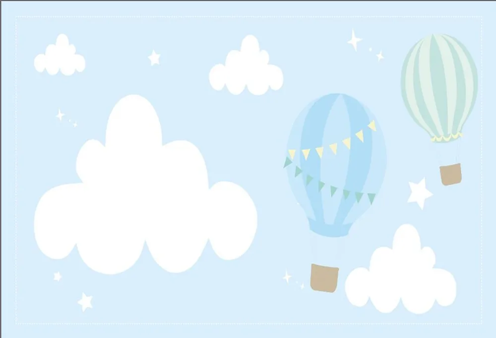 5x7 футов светильник-голубое небо белые облака воздушные шары пользовательский