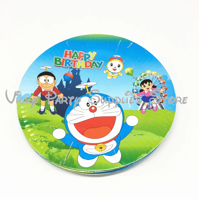 Doraemon тема вечерние одноразовые столовые приборы бумажный стаканчик тарелка
