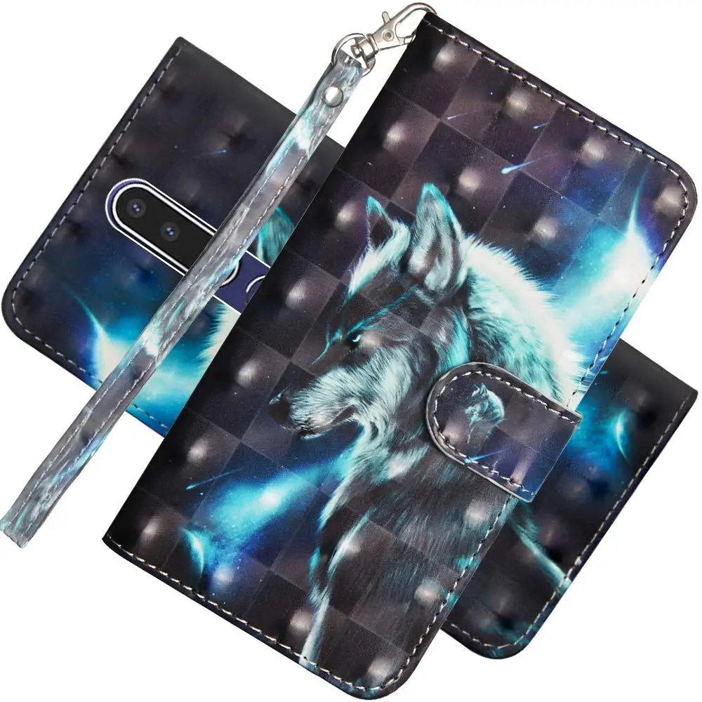 Wolf 3D мультяшный чехол для Nokia 8,1 7,1 6,1 5,1 3,1 2,1 7 Plus крышка из искусственной кожи чехол-портмоне с откидной крышкой чехол для Nokia 4,2 3,2 для детей возрастом 2, 3, 5, 6, 8, 9 - Цвет: Wolf