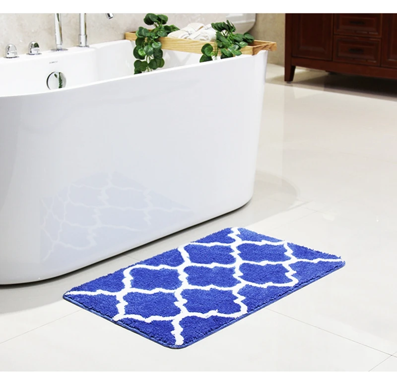 Carpet Flower Microfiber Bathroom Mat Kitchen Bedroom Water Absorption Nonslip Rug Bath Mat Set 45*65 Black White Red Blue Gray