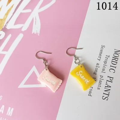 Pink sweet Милые серьги-капли с имитацией еды, милые серьги с гамбургером, фруктом, яйцом, винным стеклом, печеньем, висячие серьги, модные ювелирные изделия для женщин - Окраска металла: Pink sweet