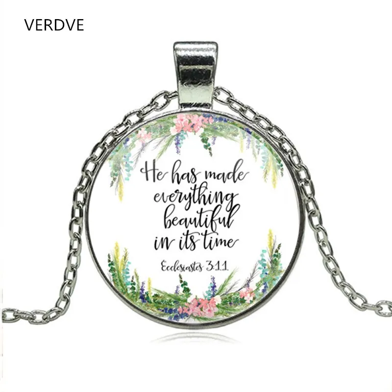 

New He has Made Everything Beautiful in its Time Ecclesiastes 3:11 Bible Verse Necklace Fashion Jewelry Women Men Gifts