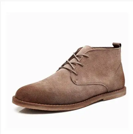 Sand color Классические ботинки из натуральной кожи; модные мужские кожаные ботинки Martin; популярные высокие ботинки-дезерты; кожаная обувь - Цвет: Sand color